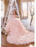 Long Sheer Sleeves Tulle Ruffled Flower Girl Dress